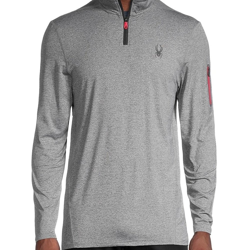 NWT Spyder Mens 1/4 Zip Charcoal Pullover Heather Grey Jacket Size Medium